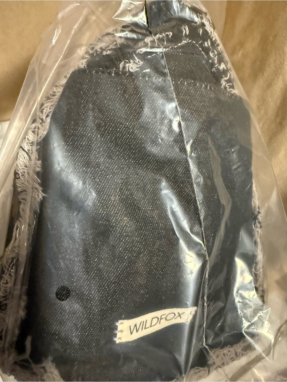 NWT Wildfox Black Frayed Denim Canvas Tote Bag Oversized Shopper $88 MSRP - Picture 7 of 7